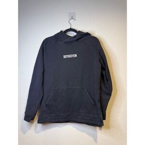 DOYOUEVEN Mens Black Hoodie Sweatshirt Pullover Graphic Logo Size M 2211